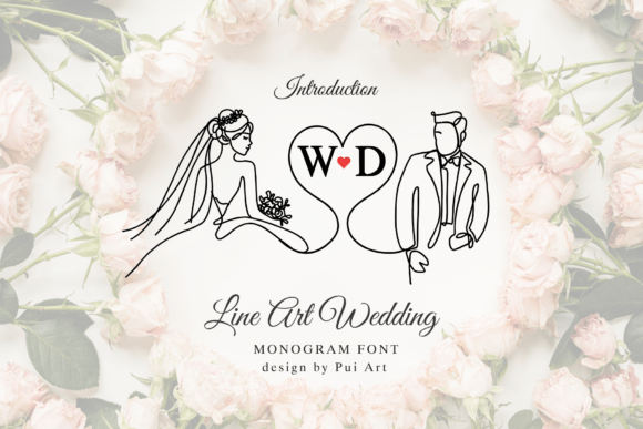 Line Art Wedding Monogram Font